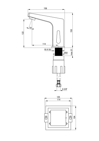 Sensor Baterie pentru chiuvetă, fără contact direct, cu reglarea temperaturii - 230/6V Finisaj: Crom BCH_029V - Img 2