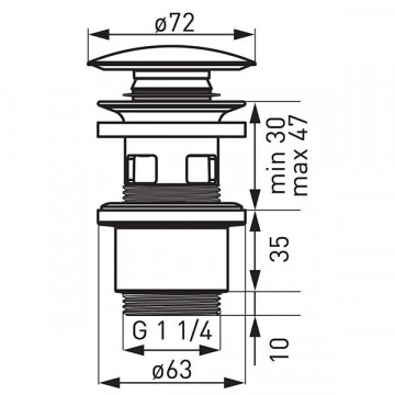 Ventil click-clack cu dop ceramic negru D1 1/4” - S288PPCB-B - Ferro - Img 2