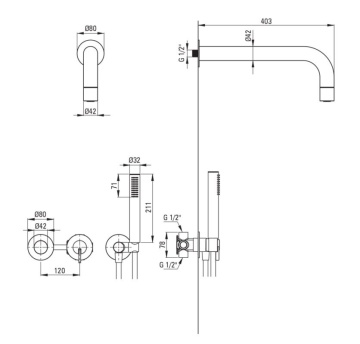 🚿 SILIA – Set de duș cu montare îngropată, pălărie de duș fixă, bronz periat (NQS_C0XK) 🛁 - Img 2