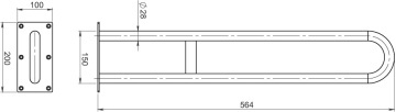 METALIA Mâner de susținere dublu, 600 mm crom R6660,44 - Img 2