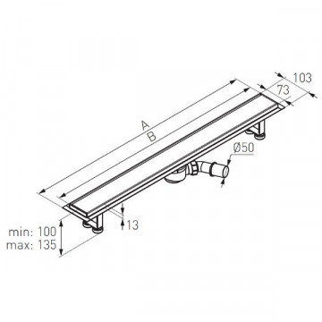 Rigolă duș liniară, negru - 70 cm - OL70-BL - Ferro - Img 2