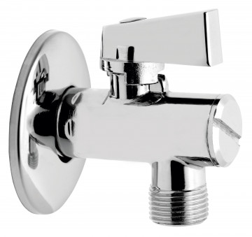Robinet colțar 1/2”x3/4” cu bilă, filtru și manetă metalică - Z1234KF - Ferro - Img 1