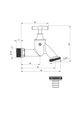Robinet de prelevare, cu adaptor - 1/2" - cromat - VFA_152M - Img 2