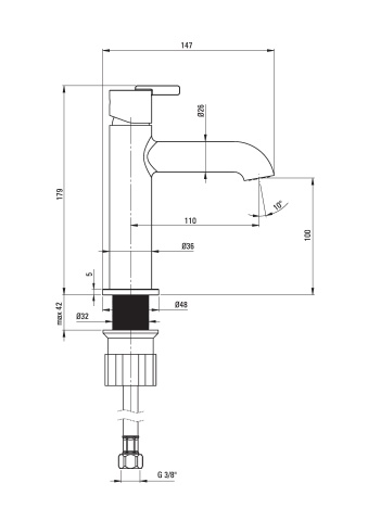 Silia Baterie pentru chiuvetă Finisaj: Crom BQS_020M - Img 2