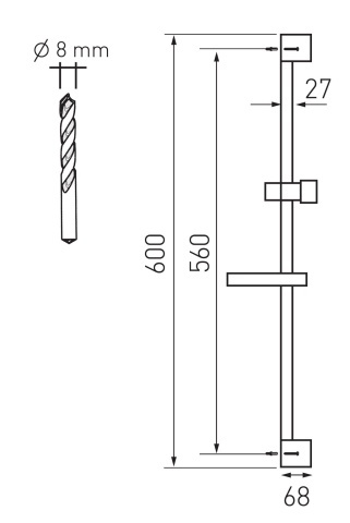 SLIDING SHOWER HOLDERS Suport reglabil pentru duş crom RAIL4,0 - Img 2