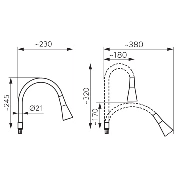 SPAREPARTS - MIXER SPOUTS Pipă flexibilă pentru baterie bucătărie alb W101W-B - Img 2