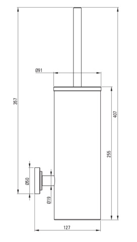 🚽 Perie de toaletă TEMISTO, montaj pe perete, finisaj nero mat – Cod ADT_N721 - Img 2