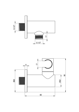 Cascada Cot conector pentru furtun, rotund, cu mâner pentru dușul de mână Finisaj: Oțel periat NAC_F57K - Img 2