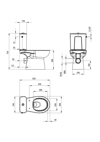 FUNKIA Vas de WC, compact, fără bordură Finisaj: Alb CDFD6RPS - Img 2