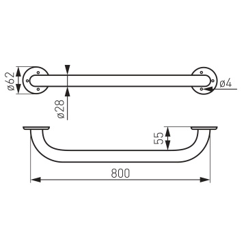 METALIA Mâner de susținere drept, 800 mm alb R6680,11 - Img 2
