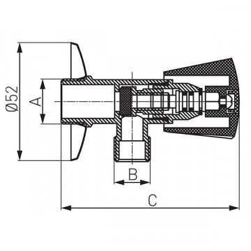 Robinet colțar 1/2” x 3/4” tip ciupercă - Z230 - Ferro - Img 2