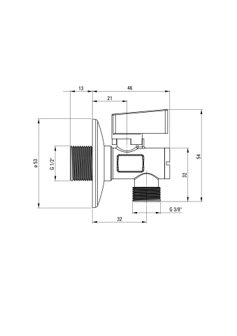 Robinet colțar, cu bilă, 1/2" - 3/8" Finisaj: Crom VFA_B62M - Img 2