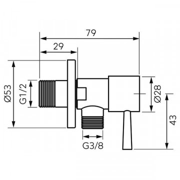 Rotondo robinet colțar 1/2”x1/2” cu cartuș ceramic și manetă metalică - Z296 - Ferro - Img 2