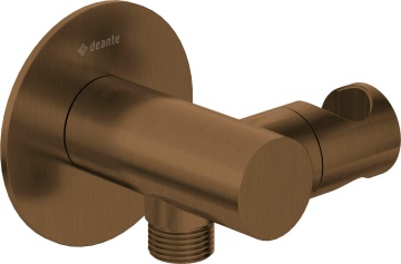 SILIA – Cot conector pentru furtun, rotund, cu suport pentru dușul de mână (NQS_C57K) Finisaj bronz periat 🚿🔗 - Img 1