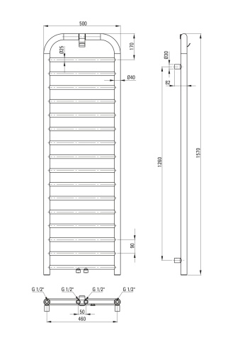 Silia Calorifer baie - înălțime 157 cm AGI_CG51 - Img 2