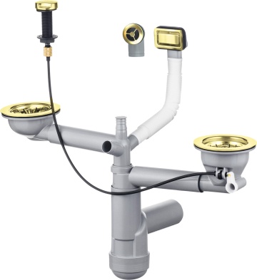 Space-Saver Lux Sifon pentru chiuveta din granit, 1,5- și 2-cuve - Space-Saver Finisaj: Auriu / Gold ZXY_Z912 - Img 1