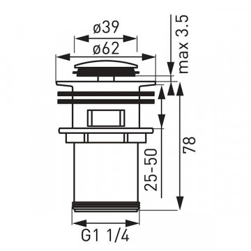 Ventil click-clack D1 1/4” - S283-B - Ferro - Img 2