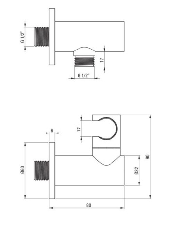 🔗 Cot conector CASCADA pentru furtun, rotund, cu suport pentru duș – Cod NAC_M57K - Img 3