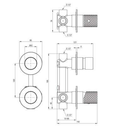 🚿 Baterie pentru duș încastrată SILIA HEXA, cu comutator – Finisaj auriu periat – Cod BHS_R44P - Img 2