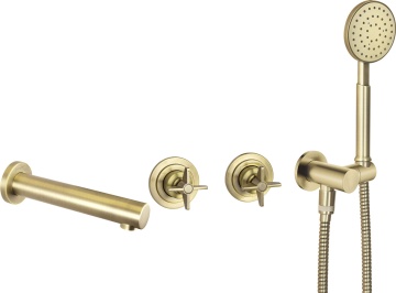 🚿 Set de duș TEMISTO, montare încastrată, cu pipa, finisaj alamă – Cod BQT_M18P - Img 1