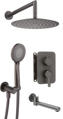 🚿 Sistem de duș ARNIKA, montaj îngropat, finisaj titan – Cod BXYYDQAM - Img 1