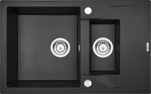 ANDANTE GRAPHITE METALIC GRANITE SINK 1,5 BOWLS WITH DRAINER WITH FITTING ZQN_G513
