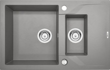 ANDANTE GREY METALIC GRANITE SINK 1,5 BOWLS WITH DRAINER WITH FITTING ZQN_S513