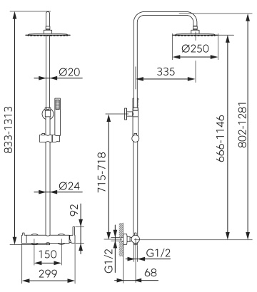 CIRICULUS Set 2 în 1: Coloana de duș - crom NP85-BCK7U - Img 2