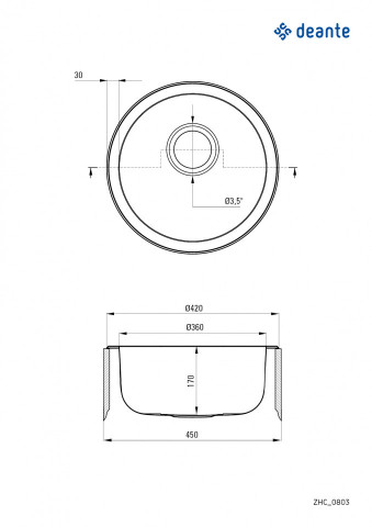 CORNETTO 1-BOWL S/S SINK, ROUND, WITH FITTINGS, SATIN ZHC_0803 - Img 2
