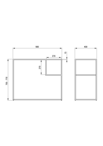 Correo Consolă de baie de sine stătătoare, modular - 90x40 cm CKC_N90A - Img 2