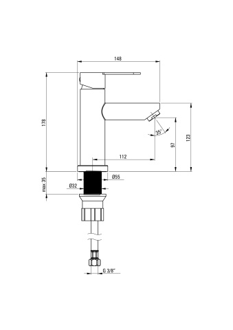 Lupo Baterie pentru chiuvetă Finisaj: Oțel periat BLU_F20M - Img 2