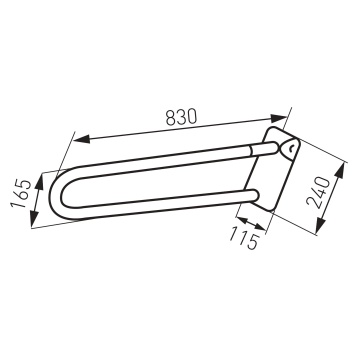 METALIA Mâner de susținere dublu, rabatabil, 844 mm alb R66830,11 - Img 2