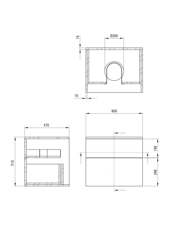 Prizma Mobilier de baie , cu chiuvetă din granit - 360 mm SD6B6SAU4S - Img 2