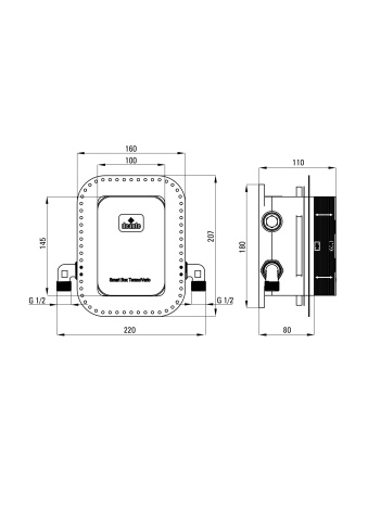 Therm BOX îngropat, cu termostat, cu comutator de duș BXY_X44T - Img 2