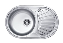 TWIST 1-BOWL S/S SINK WITH DRAINING BOARD, WITH FITTINGS, DECOR ZEU_311B