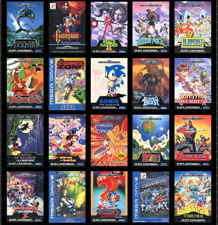 SEGA Mega Drive Mini, 42 jocuri preinstalate (Versiunea Europeană)