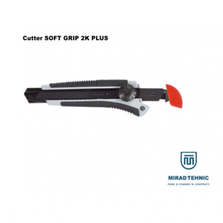 Cutter SOFT GRIP 2K PLUS cu surub + 2 lame rezerva