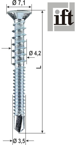 Ø 4,2/3,9 x 35 mm Surub autoperforant cu doua tipuri de filet pentru balamale - Cutie 1000 bc