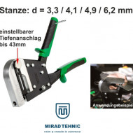 Clește perforator cu opritor de adâncime, poansoane interschimbabile 3,3/4,1/4,9/6,2mm