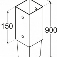 Suport stâlp încastrat 101x900x2 mm - Img 2