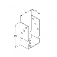 Suport de stalp PSOZ 91x150x60x4,0 mm - Img 2