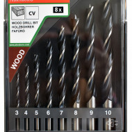 Set burghie lemn CrV DIN7487, 8 buc in caseta plastic (D 3,0- 10,0 mm )