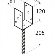 Suport stâlp tijă tip PS U C 81x120x60x4,0 vopsit negru - Img 2