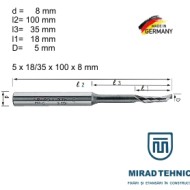 Freza cu un dinte HSS-E Al/PVC 5 x 18/35 x 100 x 8 mm - Img 1