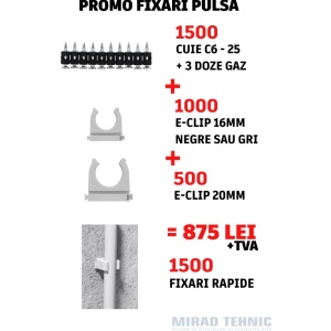 Pachet 1000 E-CLIP 16 mm + 500 E-CLIP 20 mm + 1500 Cuie PULSA C6-25 mm