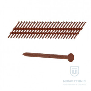 IM90 Ø 2,5 x 50 mm Set 2500 Cuie DECRA ROSII (inelate) + 2 Doze Gaz pentru Tabla Gerard | Decra , ROSII 8004 pentru Paslode IM90 - Img 2