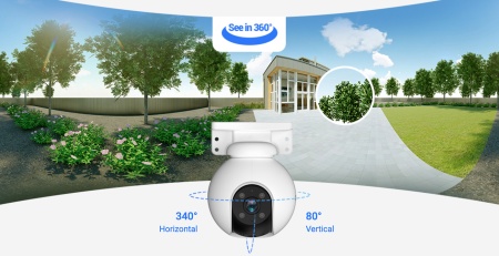 Camera supraveghere exterior EZVIZ 3MP CS-H8-R100-1H3WKFL Quad HD, functie Pan &amp; Tilt 360 grade, detectie inteligenta persoane si vehicule prin AI, urmarire automata, vedere nocturna color, sirena si lumina stroboscopica, IP67 - Img 7