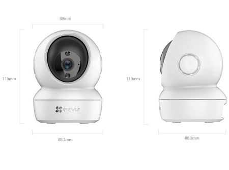 Camera supraveghere IP Wi-Fi Ezviz PT Dome 2MP CS-H6c (1080P), lentila 4mm, IR 10m, detectie miscare, urmarire inteligenta, comunicare bidirectionala, slot card microSD 256GB, RJ45, Digital WDR, 3D DNR - Img 2