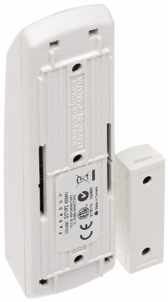 Contact magnetic wireless Paradox DCTXP2W, frecventa 433 MHz, intrare zona suplimentara NO/NC, distanta magnet 10mm, compatibil Magellan si Spectra, protectie tamper, alimentare 2xAAA, culoare alba, garantie 2 ani - Img 2