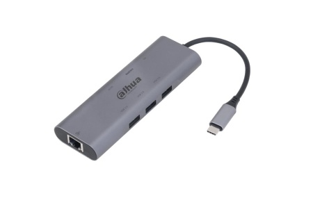 Docking Station USB-C Dahua TC38 8-in-1, USB 3.1 Type-C la 3×USB 3.0, HDMI 4K, RJ45 Gigabit, SD/TF, PD 100W, plug &amp; play, compatibil laptop/tableta/telefon, transfer date 10Gbps, DH-TC38 - Img 2